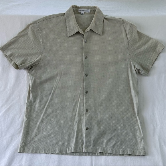 Calvin Klein Pattern Knit Slim Fit Button-Up Cotton Shirt, Men's Size XL - Picture 1 of 8
